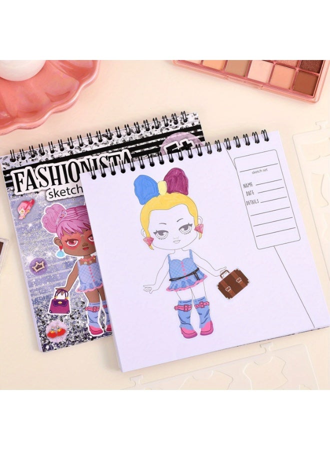 مجموعة كتاب ملصقات لعبة تنكر الفتيات - مجموعة كتاب تلوين أزياء لخبيرة الجمال مكونة من 26 صفحة | ملصقات تنكر قابلة لإعادة الاستخدام | كتاب رسومات وتلوين أزياء | يعزز الذوق الجمالي والتطوير الإبداعي | ورق سميك مقاوم للتمزق بحبر ممتاز | كتاب هادئ محمول للتخزين والسفر | مثالي لهدايا عيد الميلاد وعيد الميلاد | إضاءة فنية تفاعلية بين الوالدين والأطفال | كتاب إبداعي لتصميم الشعر والأزياء - Image 2